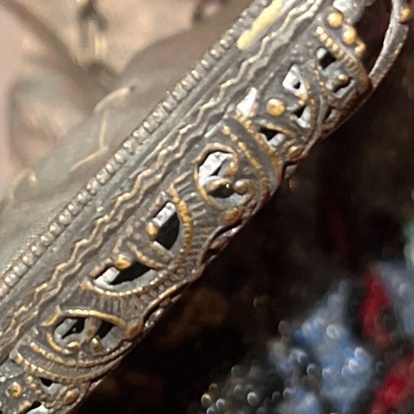 Antique 1920s Art Deco Micro Beaded Flapper Purse Floral Czech Glass Evening Bag - Picture 12 of 16